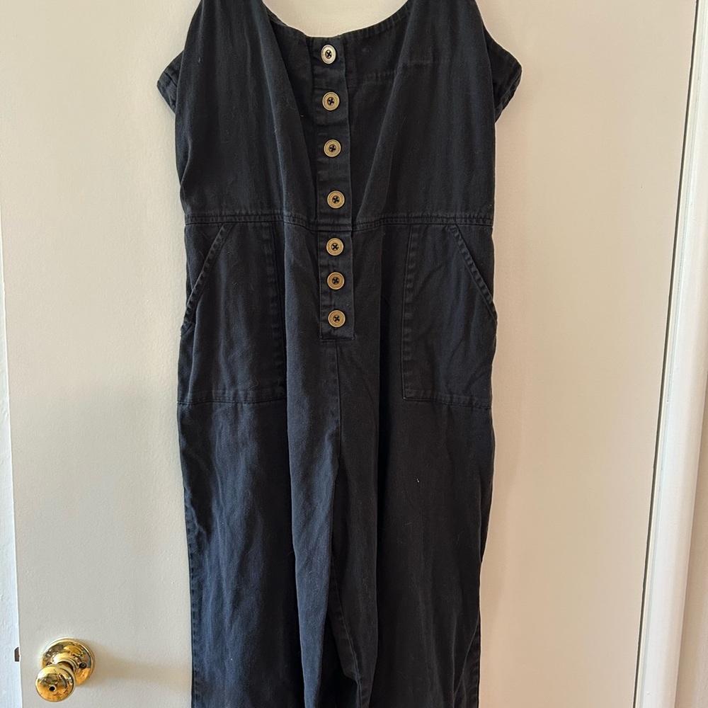 Black Button-Front Women's Jumpsuit
